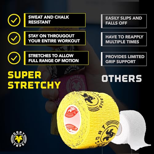 Goat Tape Super Stretchy Thumb Tape - Weightlifting Hook Grip Tape & WOD Tape for Cross Training, Gym Workout Tape, Athletic Finger Wrap - Flexes with Every Move - 15 Feet per Roll (Black 2-Pack) - Image 2
