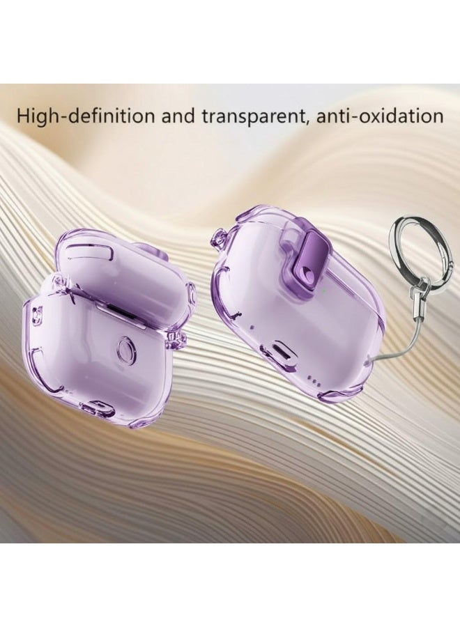 AirPods Pro 3 2025 Cover Case with Lock, Drop-proof and Shockproof Protective Case Cover with Keychain for Apple AirPods Pro 3 for Women Men, purple - Image 4
