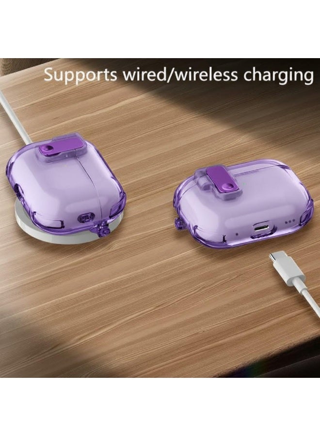 AirPods Pro 3 2025 Cover Case with Lock, Drop-proof and Shockproof Protective Case Cover with Keychain for Apple AirPods Pro 3 for Women Men, purple - Image 5