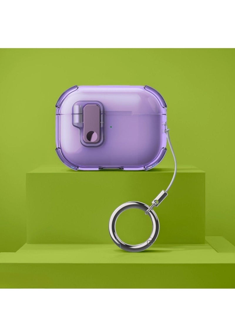 AirPods Pro 3 2025 Cover Case with Lock, Drop-proof and Shockproof Protective Case Cover with Keychain for Apple AirPods Pro 3 for Women Men, purple - Image 1