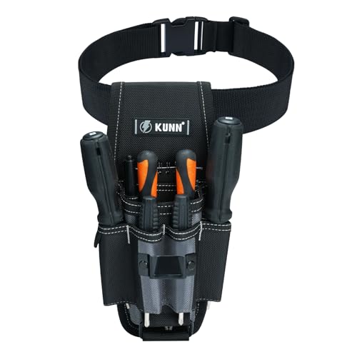KUNN Small Electrician Tool Pouch with Belt Clip - 7 Pocket Heavy Duty Tool Belt Organizer | 1680D Ballistic Nylon, Adjustable Holster for Technicians, HVAC, Plumbers & DIY - Image 1