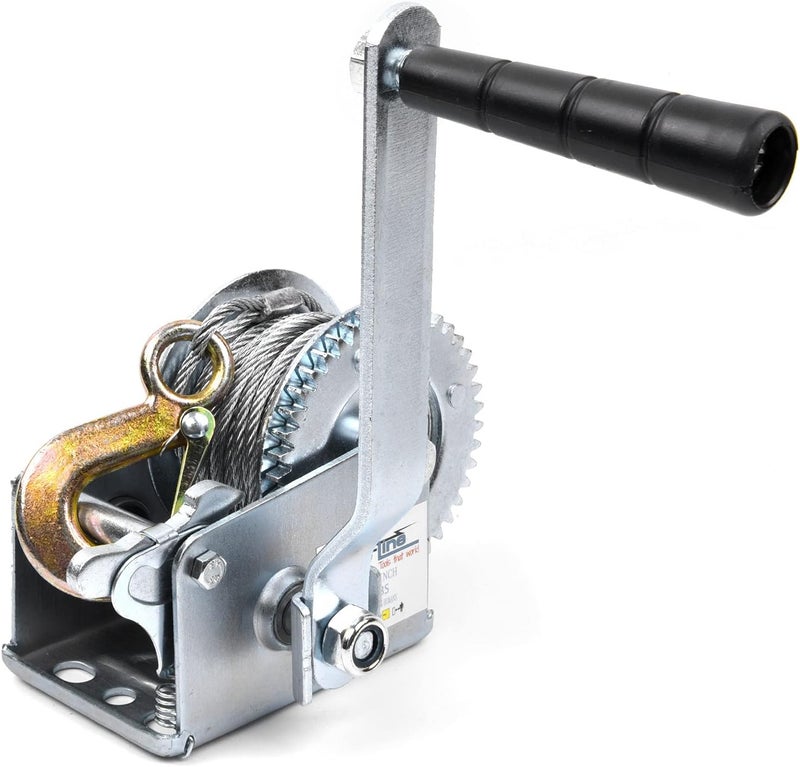 PROFLine 600lbs Hand Winch Steel Cable Boat Trailer Winch Two-Way Ratchet Gear Small Manual Winch Hand Crank Crane Weight Moving for ATV Truck Towing Boat Winch - Image 1