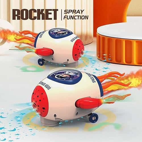 PARTEET Musical Space Rocket Toy with Light and Music, Outer Space Theme, Spray Funtion with Bump and Go Action for Kids 3 Years and Above - Image 3