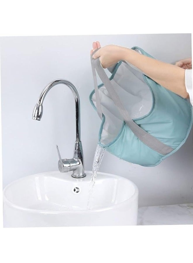 جحوض قدم قابل للطي مصنوع من قماش ناعم يتميز بوود مقبضين على الجانبين لتسهيل حمله ونقله. يمكن طي الحوض بسهولة لتخزينه في مساحات صغيرة. (ازرق) - Image 2