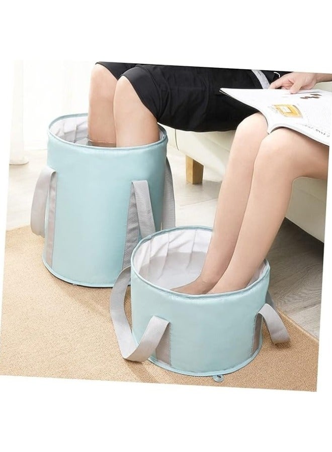 جحوض قدم قابل للطي مصنوع من قماش ناعم يتميز بوود مقبضين على الجانبين لتسهيل حمله ونقله. يمكن طي الحوض بسهولة لتخزينه في مساحات صغيرة. (ازرق) - Image 4