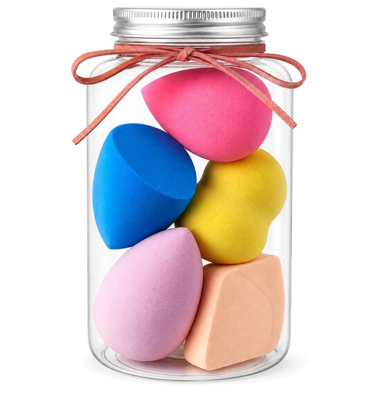 Me Now Makeup Sponge Set with Storage Jar Multi Shape Beauty Blender Sponges for Foundation Concealer Powder Cream Makeup Wet and Dry Use Soft Reusable Cosmetic Puff Set for Face Makeup (15 Pcs / 3 Jar) - Image 2