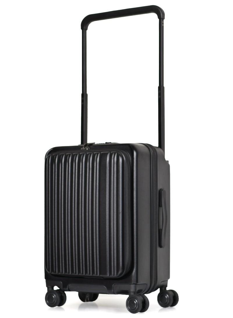 MORANO Morano smart carry-on 20'' inch luggage with large storage compartments a side pocket with a special lock and a pocket for tablets and documents (Black) - Image 1