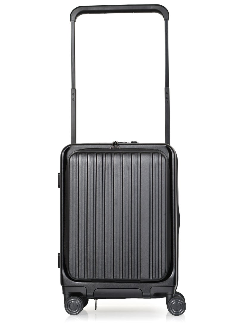 MORANO Morano smart carry-on 20'' inch luggage with large storage compartments a side pocket with a special lock and a pocket for tablets and documents (Black) - Image 2