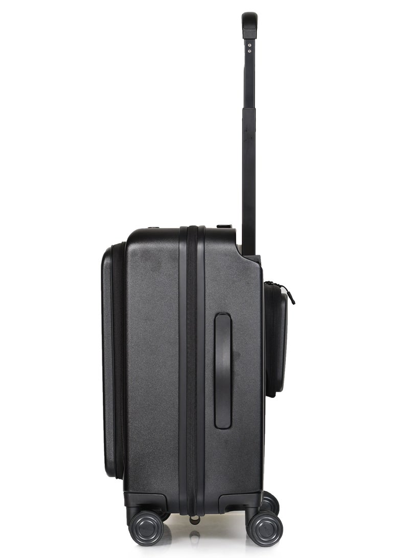 MORANO Morano smart carry-on 20'' inch luggage with large storage compartments a side pocket with a special lock and a pocket for tablets and documents (Black) - Image 3