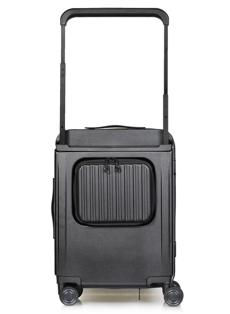 MORANO Morano smart carry-on 20'' inch luggage with large storage compartments a side pocket with a special lock and a pocket for tablets and documents (Black) - Image 4