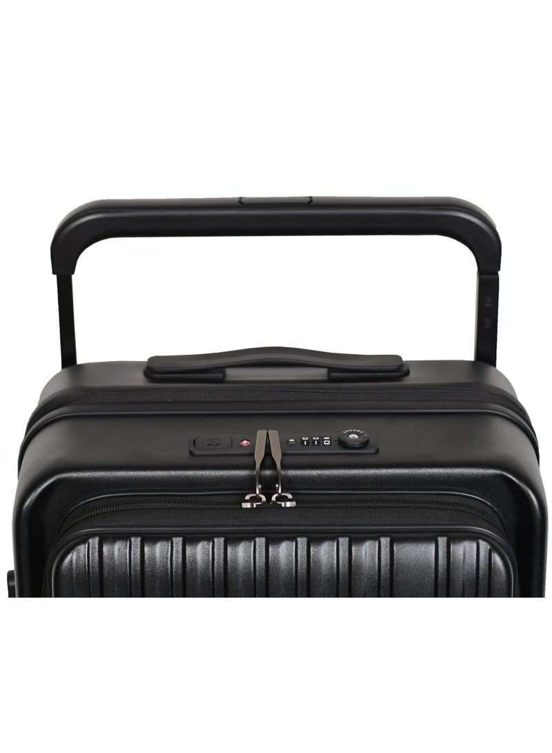 MORANO Morano smart carry-on 20'' inch luggage with large storage compartments a side pocket with a special lock and a pocket for tablets and documents (Black) - Image 5