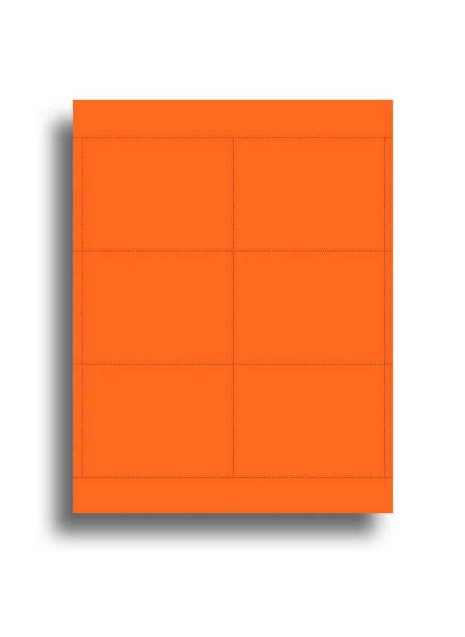 Desktop Publishing Supplies - 65Lb Bright Orange 3X4 Name Badge Inserts - 6 Per Page - High Visibility Standard Printable Name Tag Cardstock For Inkjet & Laser Printer Compatible - 25 Sheets / 150 Name Badge Insert Refills - Image 1
