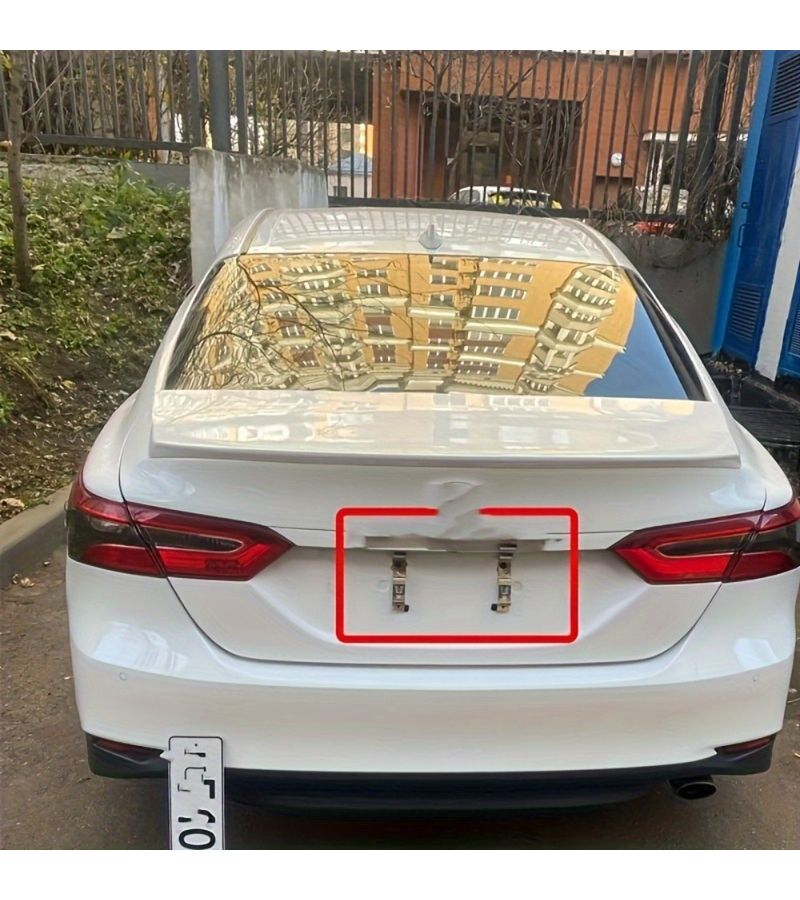 4 قطع حامل لوحة ترخيص بدون حفر، إطار فولاذي مقاوم للصدأ قابل للتعديل بنابض، مشبك سيارة عالمي مانع للانزلاق - Image 4