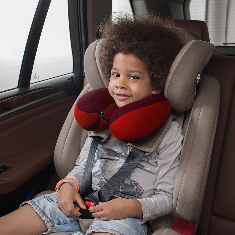 INFANZIA Kids Chin Supporting Travel Neck Pillow, Helps Support Head and Neck, Comfortably Designed for Head, Neck, and Chin Support - Gifts for Toddler/Child/Kids, Red - Image 2