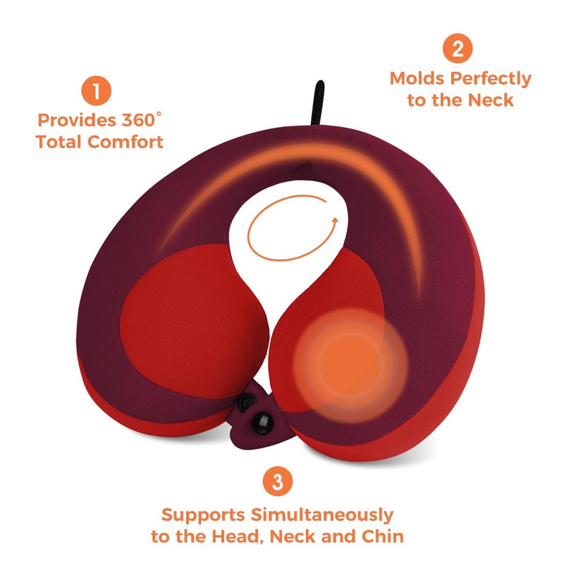 INFANZIA Kids Chin Supporting Travel Neck Pillow, Helps Support Head and Neck, Comfortably Designed for Head, Neck, and Chin Support - Gifts for Toddler/Child/Kids, Red - Image 3