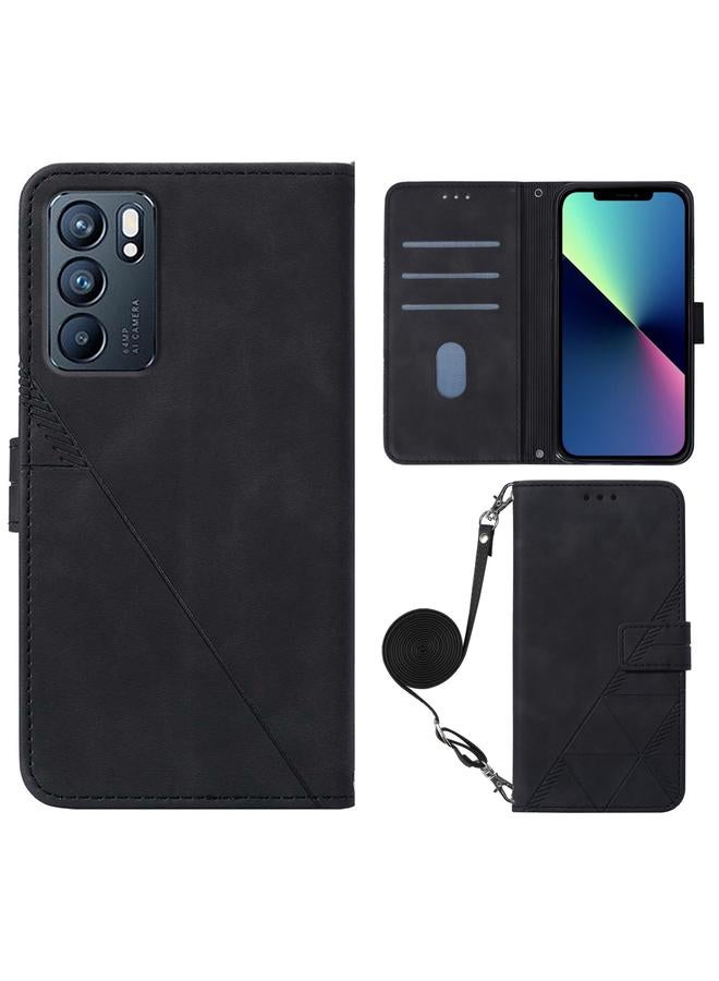 S-TOP Case For OPPO Reno6 5G Crossbody 3D Embossed Flip Leather Phone Case - Image 2