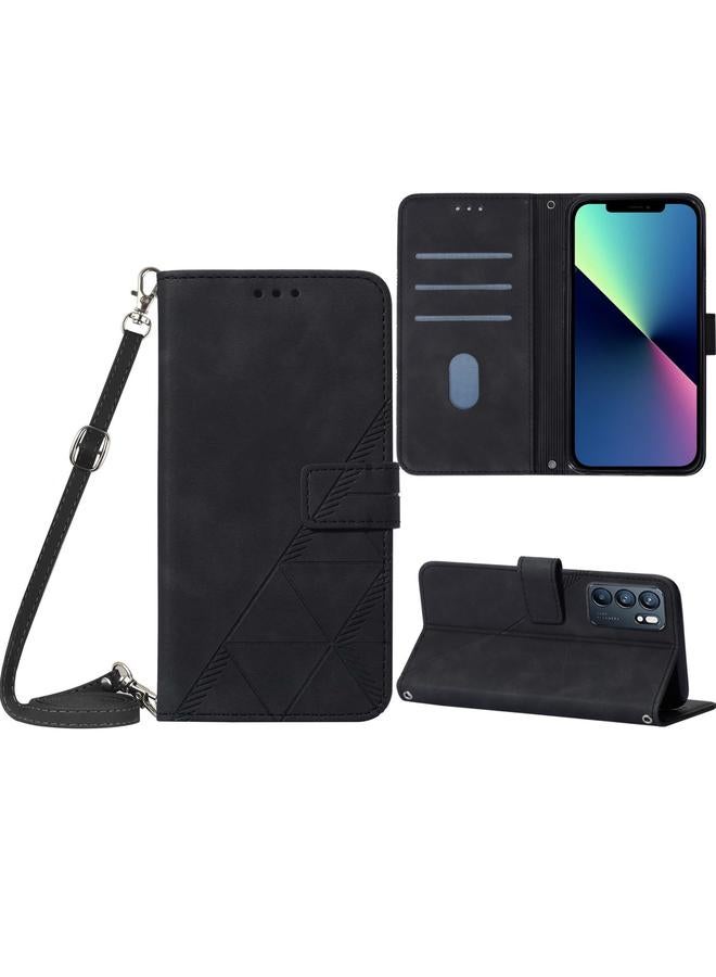 S-TOP Case For OPPO Reno6 5G Crossbody 3D Embossed Flip Leather Phone Case - Image 3