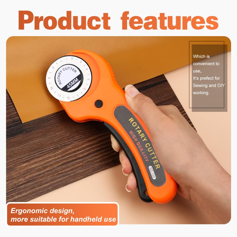 ZMAAGG Rotary Cutter, Professional 45mm Rotary Fabric Cutter, Rotary Cutter for Fabric, Card Paper Sewing Quilting Roller Fabric Cutting Tailor Scissors Tool Dress Clothes Making DIY Tool - Image 3