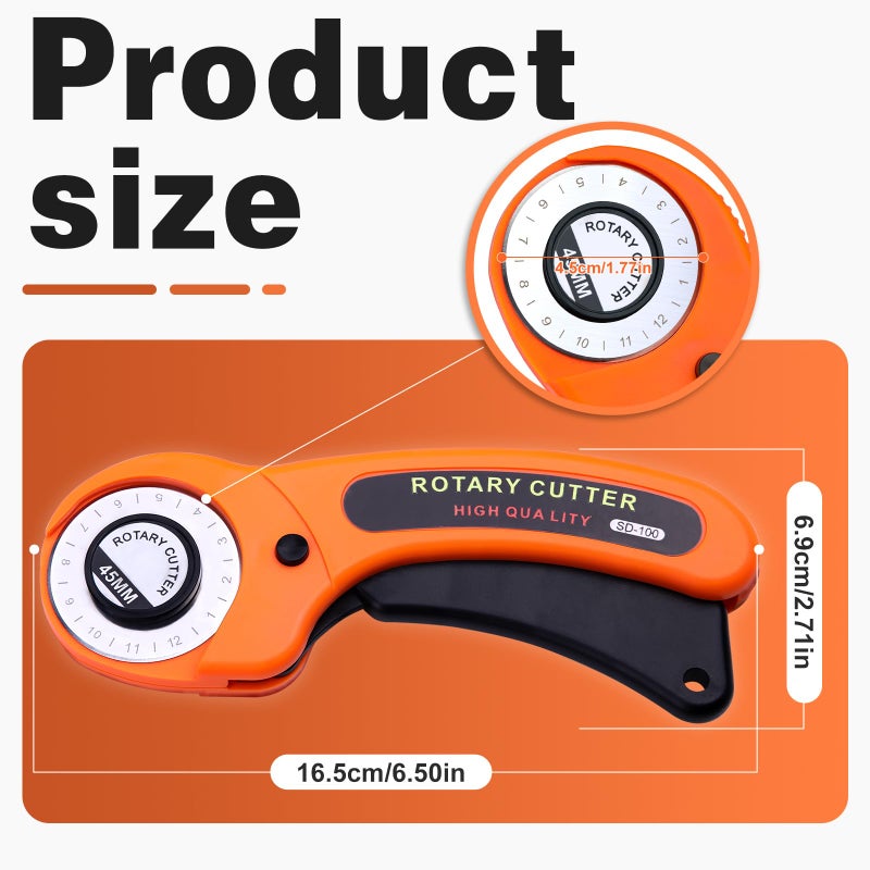 ZMAAGG Rotary Cutter, Professional 45mm Rotary Fabric Cutter, Rotary Cutter for Fabric, Card Paper Sewing Quilting Roller Fabric Cutting Tailor Scissors Tool Dress Clothes Making DIY Tool - Image 2