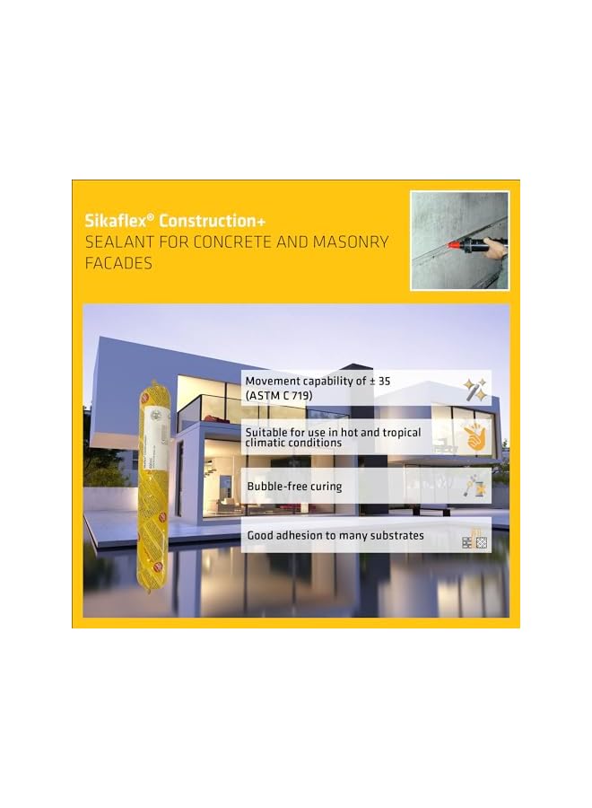 سيكا Flex Construction Plus مانع التسرب المرن متعدد الأغراض باللون البيج للمفاصل الخرسانية والمسبقة الصب. ختم علاج الرطوبة. مرن. سجق بيج 600 مل 443477 - Image 3