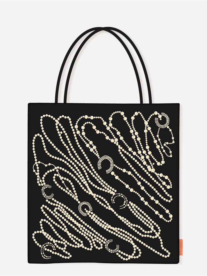 South Korea'S Dongdaemun Internet Celebrity Handbag Niche Printed Canvas Bag Leather Hand Rope Shoulder Bag Large Capacity - Image 2