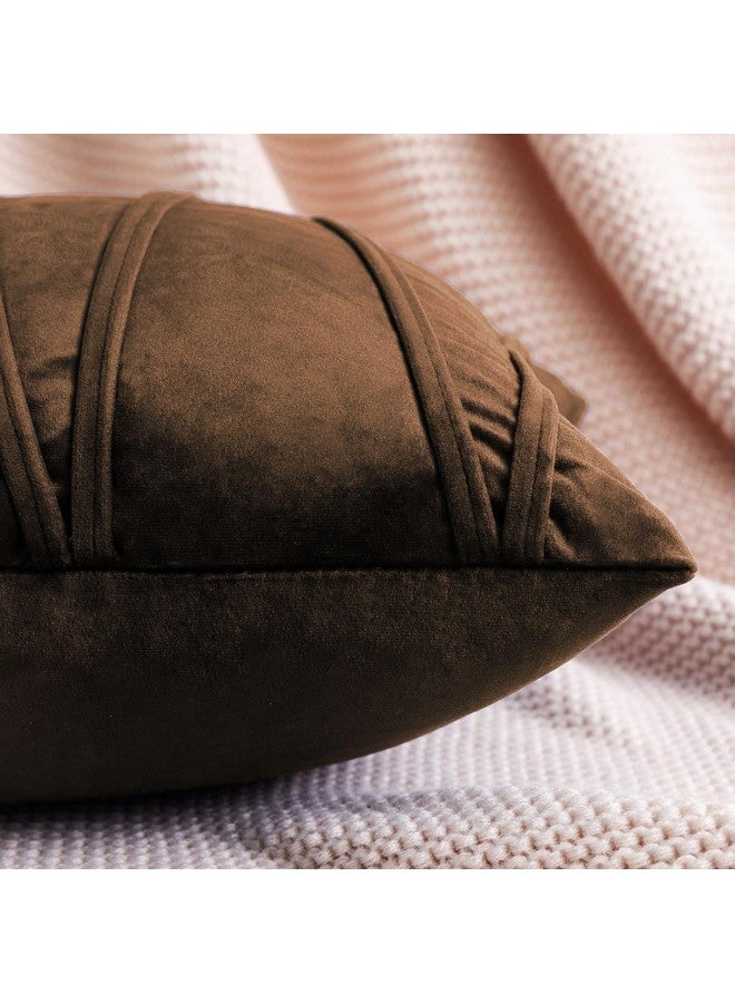 Khooti Velvet Cushion Cover Pack Of 1-22" X 22" / 56 X 56 Cm - Brown - Soft Pillow Covers Cushion Case For Sofa Bedroom Livingroom Chair Car, Cushion Cover With Random Zig Zag Pattern, 200 TC - Image 3