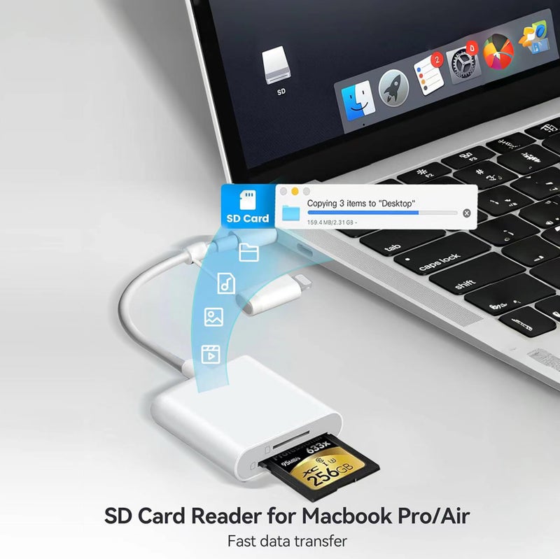 Luonanava SD Card Reader for iPhone iPad Mac, Dual Connector Lightning & USB C Memory Card Reader, SD Card Adapter to iPhone Support SD/Micro SD Card, Digital Camera Card Viewer to iPhone, Plug and Play - Image 5