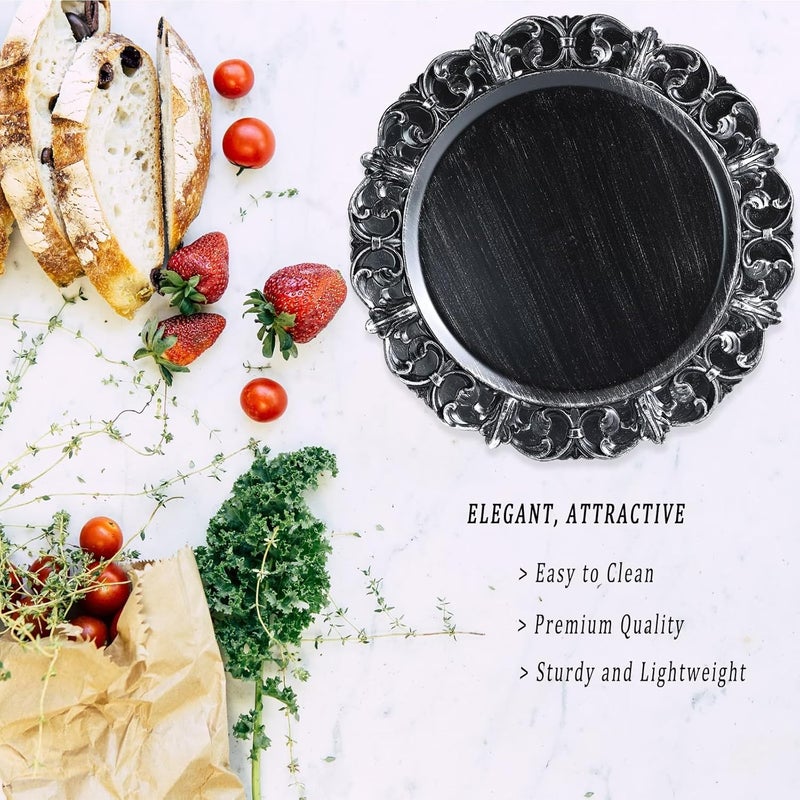 Leemxiiny Black Charger Plates Set of 6 Decorative Table Plastic Chargers for Dinner Plates Party Wedding Thanksgiving Christmas 11B - Image 5