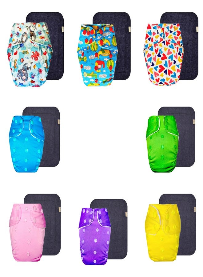 Dumbledo Premium Cloth Diaper with Gray Insert (Pack of 8) | Dry Feel and Comfortable | Leakproof | Quick Dry | Everyday Diapering Essential | 3 Months - 3 Years | Unisex Baby - Image 1