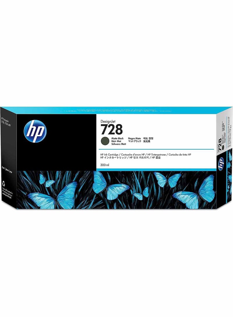 HP خرطوشة حبر أصلية سعة 300 مل 728 F9J68A مع حبر أصلي، لطابعات الرسم الكبيرة DesignJet T730 و T830 ورأس الطباعة DesignJet 729، غير لامع - Image 1