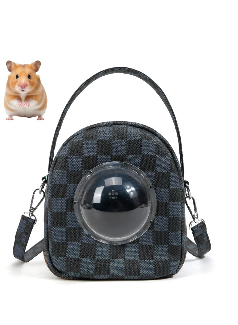 McmhyingPop Hamster Pet Carrier Bag, PU Space Capsule Bubble Window Portable Outgoing Travel Pet Handbags for Small Animal Guinea Pig Bird, Black - Image 1