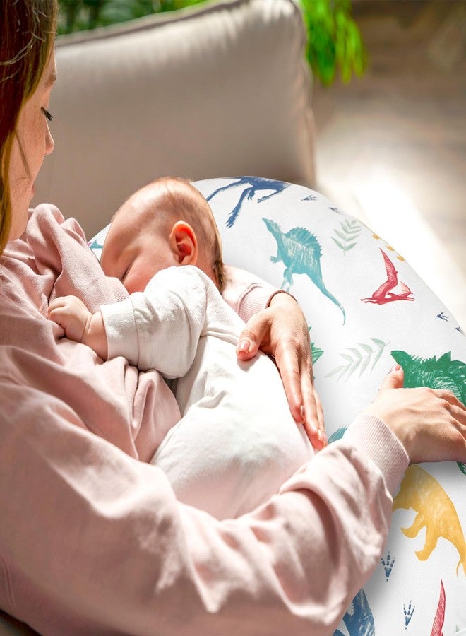Hooyax Nursing Pillow Covers 2 Pack - Ultra Soft & Stretchable Breastfeeding Pillow Slipcovers, Adorable Cover for Infant Feeding Pillow, for Most Standard Pillows (Dinosaur) - Image 2