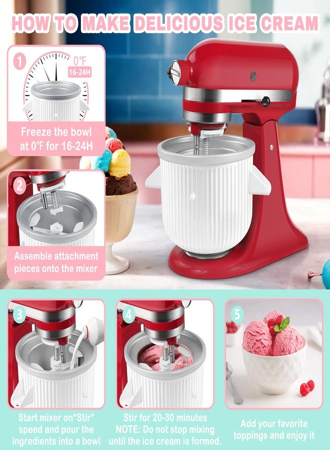 GLINK Ice Cream Maker Attachment for KitchenAid Stand Mixer, Compatible with Kitchenaid 4.5-5Qt Stand Mixer and 5-6Qt Bowl-LIF, 2-Quart Frozen Yogurt/Ice Cream/Sorbet Gelato Maker - Image 3