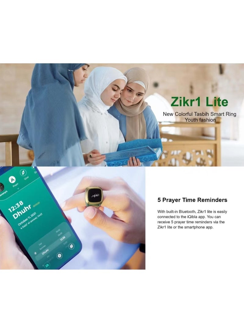 20mm Zikr Ring Smart Ring with Vibration Reminder Tasbih Counter and Bluetooth Connection for Exclusive IQIBLA App and 5 Daily Prayer Reminders - Image 3