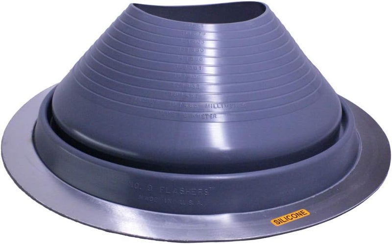 Flashers #9 Silicone Grey High Temp Round Flexible Roof Jack Pipe Boot Metal Roofing Pipe Flashing (Pipe OD 10" to 19") - 100% Made in The USA - Image 1