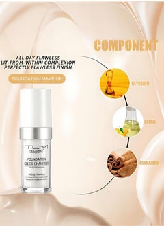 TLM Colour Changing Foundation Full Coverage, Liquid Foundation Makeup Base, Concealer for Flawless Nude Face with SPF Protection  - Image 4