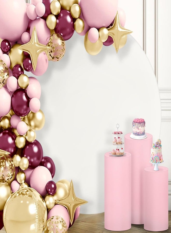 Socomi Cylinder Pedestal Stand Covers Spandex Flexible Display Box Stand Covers for Birthday Party Wedding Baby Shower Decoration- Only Stand Covers Included Set of 3 Pink - Image 3
