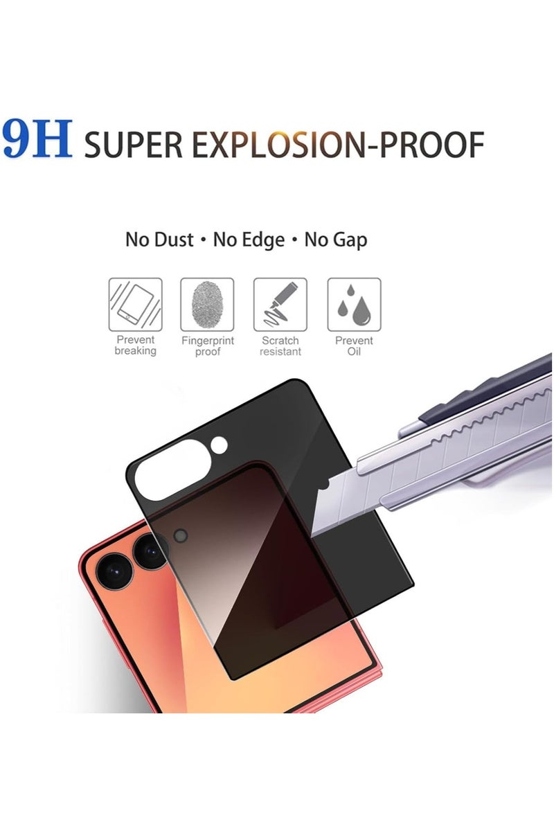 Screen Glass for Samsung Galaxy Z Flip 7 Front Screen Privacy Screen Protector Anti-Spy Tempered Glass Film 9H Hardness Scratch Resistant Glass Screen Protector for Samsung Galaxy Z Flip7 5G 2Pack - Image 2