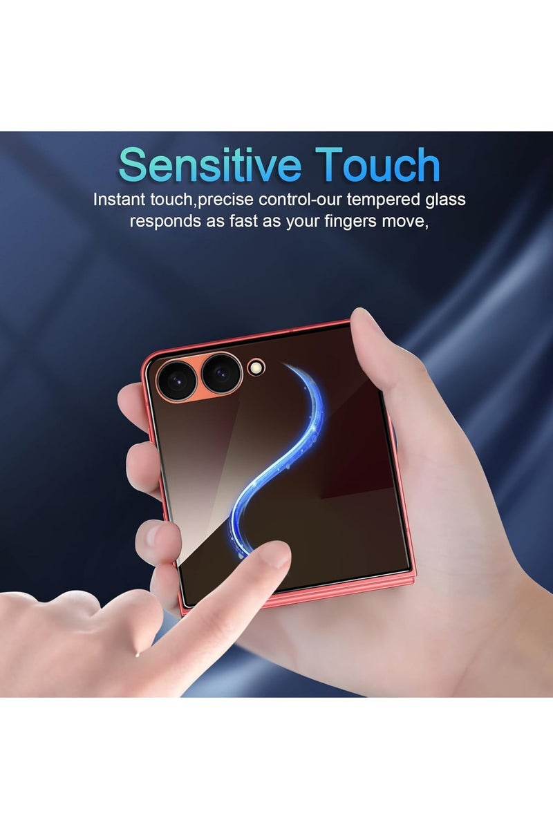 Screen Glass for Samsung Galaxy Z Flip 7 Front Screen Privacy Screen Protector Anti-Spy Tempered Glass Film 9H Hardness Scratch Resistant Glass Screen Protector for Samsung Galaxy Z Flip7 5G 2Pack - Image 3