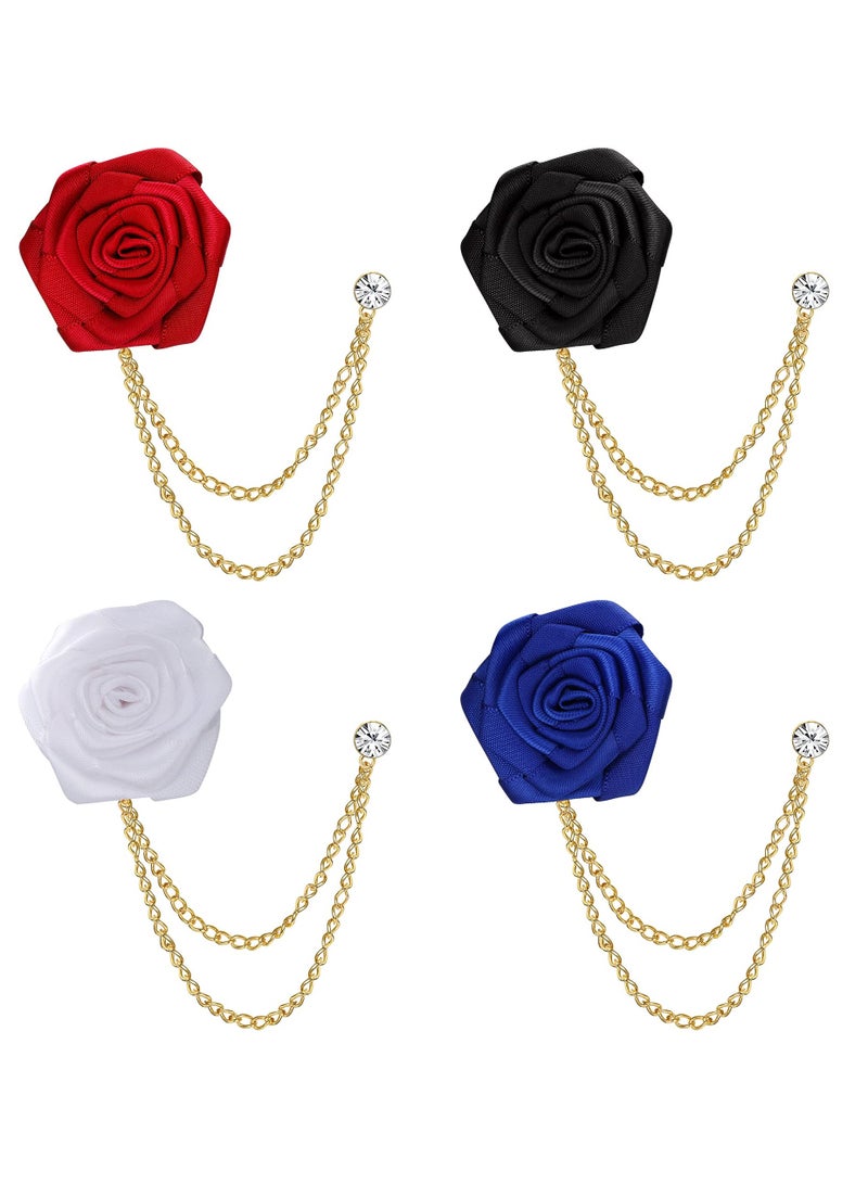SOLARAE Men's Lapel Pin, Handmade Flower Lapel Pin Badge Wedding Boutonniere Long Brooch Pins Mini Rose Lapel Pin for Men Suit Wedding Groom - Image 1