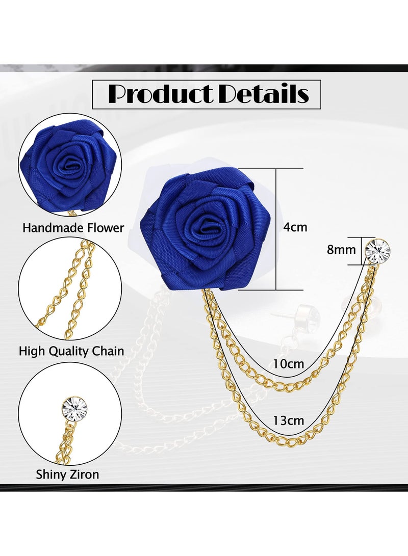 SOLARAE Men's Lapel Pin, Handmade Flower Lapel Pin Badge Wedding Boutonniere Long Brooch Pins Mini Rose Lapel Pin for Men Suit Wedding Groom - Image 3