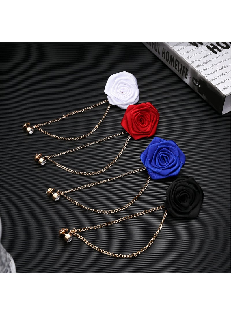 SOLARAE Men's Lapel Pin, Handmade Flower Lapel Pin Badge Wedding Boutonniere Long Brooch Pins Mini Rose Lapel Pin for Men Suit Wedding Groom - Image 4
