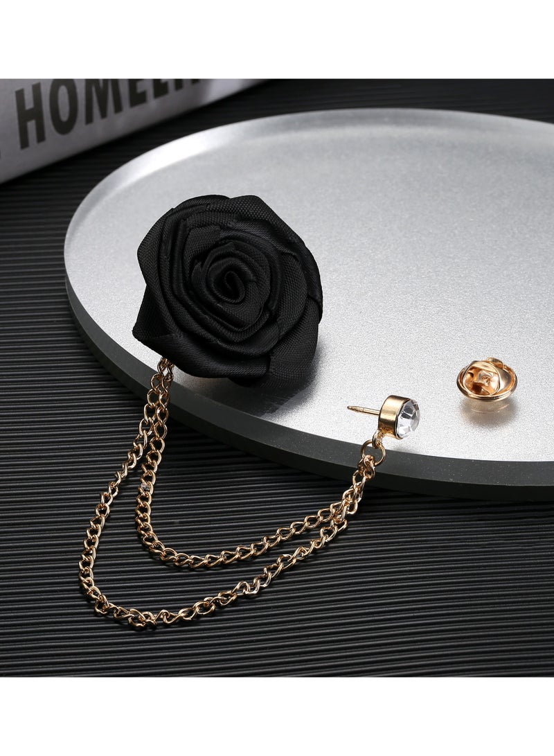 SOLARAE Men's Lapel Pin, Handmade Flower Lapel Pin Badge Wedding Boutonniere Long Brooch Pins Mini Rose Lapel Pin for Men Suit Wedding Groom - Image 5