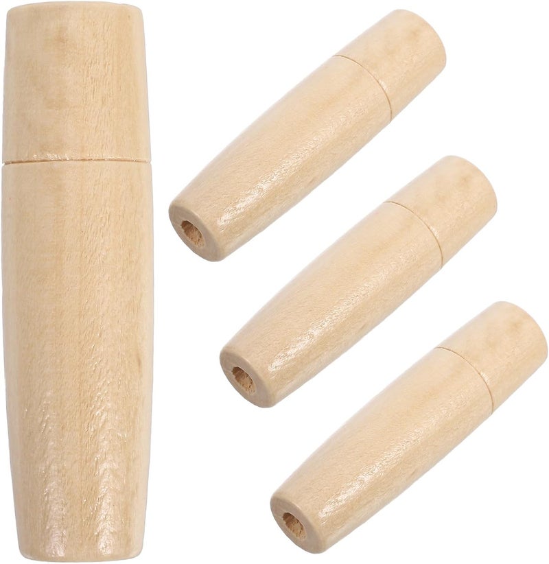 KICHOUSE 4pcs Wooden File Handles Replacement Small Hardwood Grip for BBQ Tools Kitchen Accessories Hand Drill File Handle Parts - Image 1