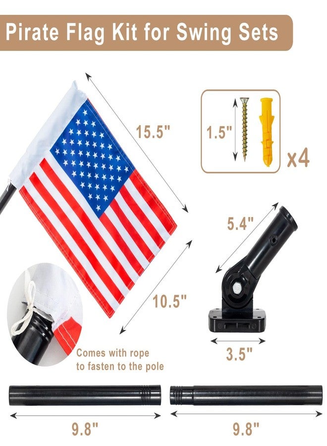 ifeolo American Flag and Pole Swing Set Accessories - Outdoor Double Sided USA Flag with Pole and Mounting Hardware, Small American Flag for Treehouse Playhouse Backyard Decorations - Image 3