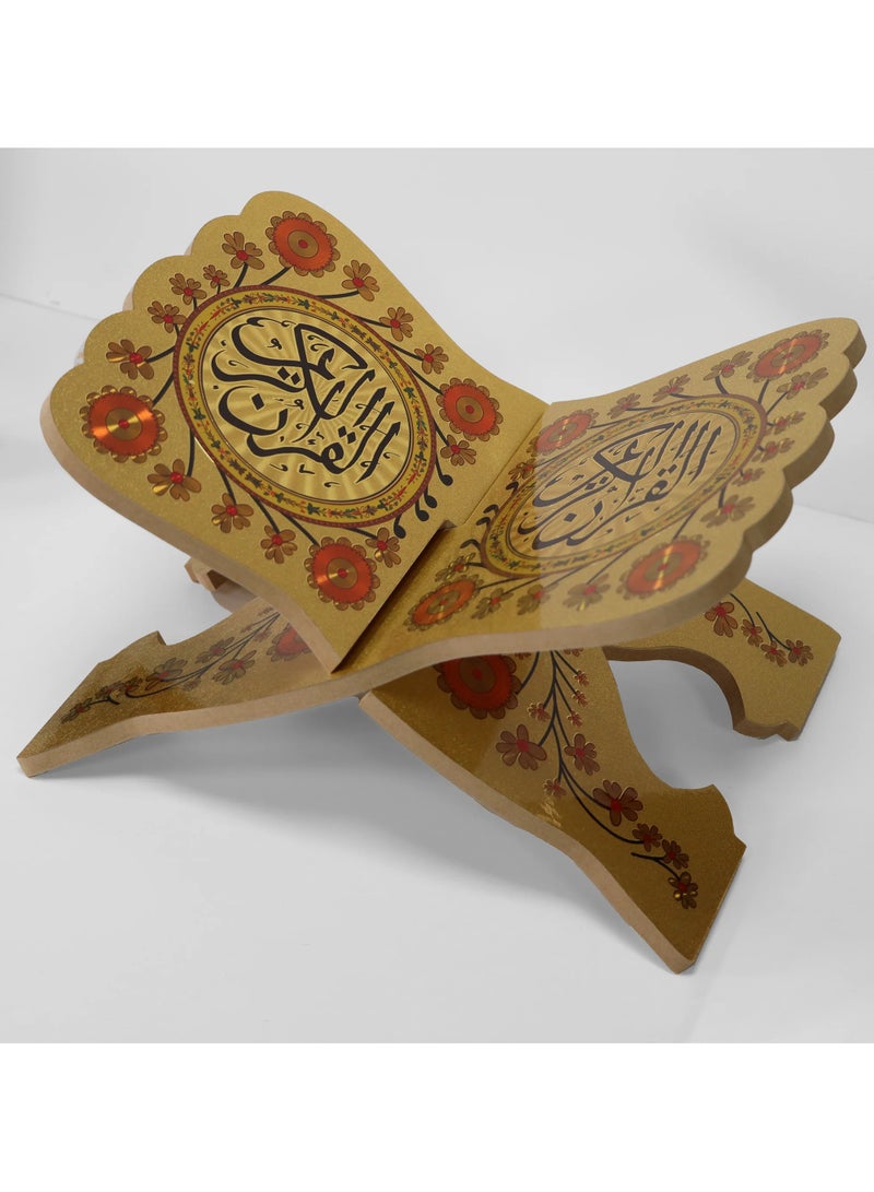 SUNDUS The Holy Quran stand, floor seating, made of wood, small size, color gold - Image 1