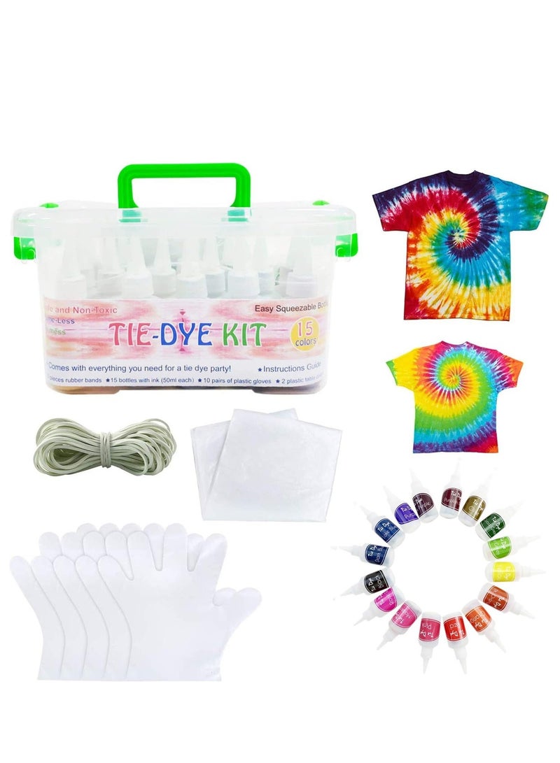 بريميفي مجموعة صبغ ربطات عنق مكونة من 15 لونًا مع قفازات وأغطية طاولة - Image 1