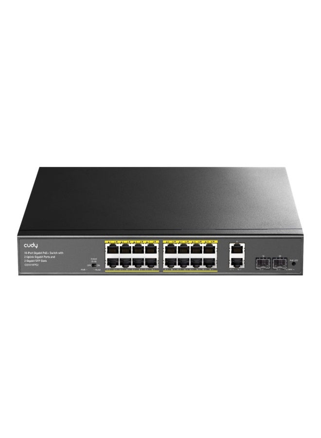 Cudy GS1018PS2 16-Port Gigabit PoE+ Switch with 2 Uplink Gigabit Ports and 2 Gigabit SFP Slots - Image 1