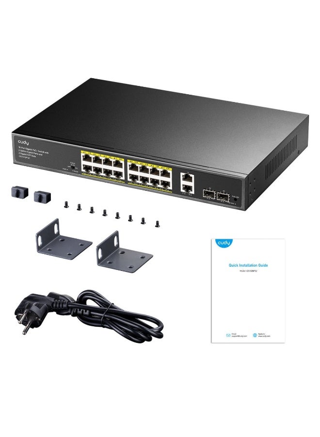 Cudy GS1018PS2 16-Port Gigabit PoE+ Switch with 2 Uplink Gigabit Ports and 2 Gigabit SFP Slots - Image 4