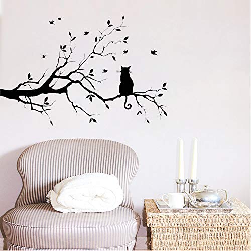 Lnrkai 14.2 x 22in Black Cat on Tree Branches Wall Decor Stickers Nursery Leaves, DIY Removable Wall Art Decal Mural Wallpaper Home Decoration for Living Room, Bedroom, Farmhouse, Bathroom Decor - Image 3